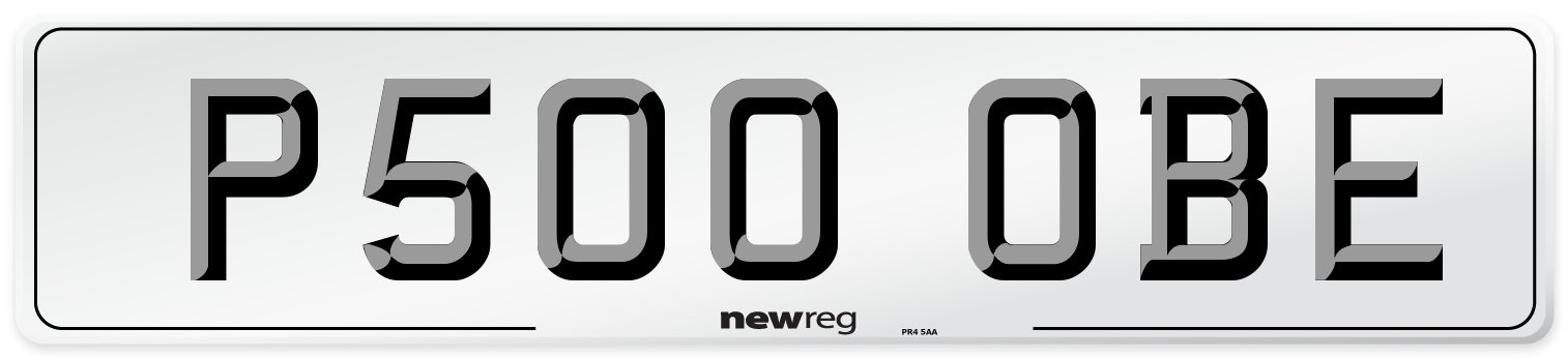 P500 OBE Number Plate from New Reg